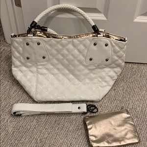 White patent tote